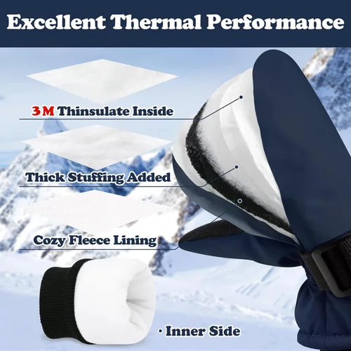 Miniatura 8 de Sarfel Guantes impermeables para niños pequeños, guantes de esquí, guantes de nieve, guantes para bebé, Thinsulate 1-7 años