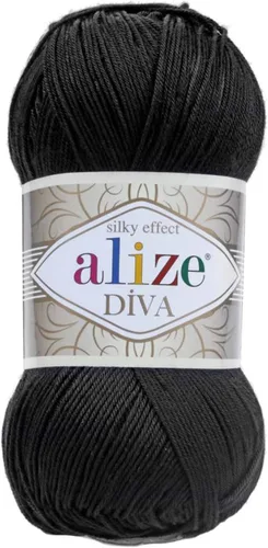 Miniatura 48 de Alize Diva Silk Effect 100% hilo acrílico de microfibra, 1 madejas de bola de 3.53 oz 383yds color (1 - crema)