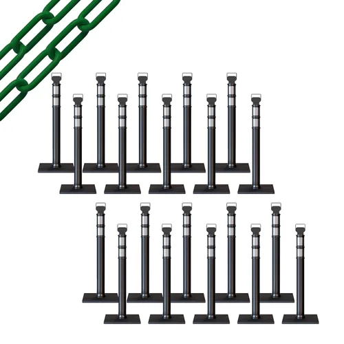 Miniatura 34 de Trafford Industrial - Juego de 20 postes de delineador de 45 pulgadas, collares reflectantes de 3 pulgadas, base de goma de 10 libras