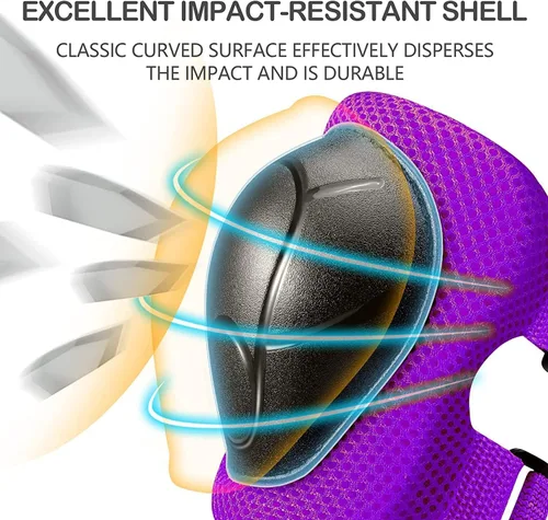 Miniatura 4 de Casco ajustable para niños con rodilleras, coderas y muñequeras - Cascos de bicicleta para niños pequeños de 3-5, 5-8, 8-14 años - Perfecto