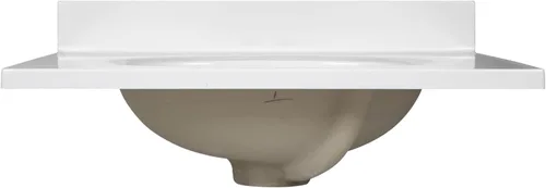 Miniatura 3 de Design House Tapa de tocador con lavabo, protector contra salpicaduras de 4 pulgadas, mármol cultivado, resistente a las manchas, agujeros Blanco