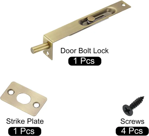 Miniatura 3 de uxcell Perno empotrado, cerradura oculta de acero inoxidable de 6 pulgadas para puertas compuestas de madera, puertas dobles, bronce claro, 2