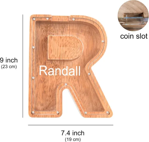 Miniatura 5 de Alcancías con nombre personalizado para niños, alcancía con letra personalizada, banco de dinero del alfabeto de madera, regalos para niños y niñas
