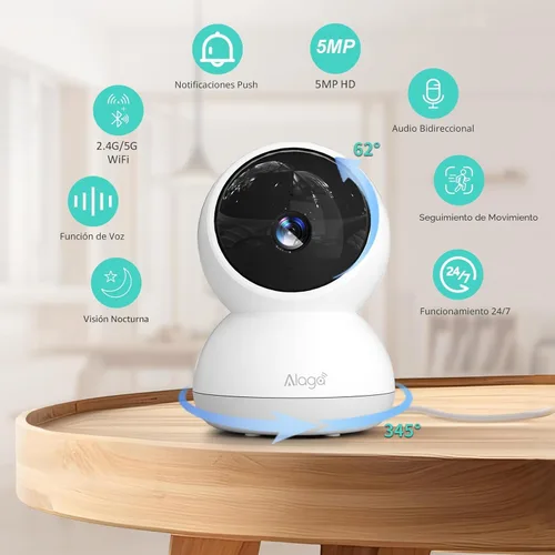 Miniatura 2 de Cámara para interiores, cámara de seguridad HD 3K para interiores, cámara para mascotas con inclinación panorámica de 360°, audio bidireccional