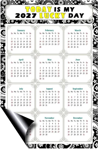 Miniatura 2 de Calendario magnético 2024, imanes de calendario, Today is my Lucky Day (Hoy es mi día de suerte), resistente a la decoloración, rasgado y al agua