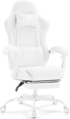 Miniatura 16 de Silla Gaming, Silla de Oficina para Computadora con Reposapiés, Soporte Lumbar de Masaje y Almohadilla de Gel, Silla Ergonómica Reclinable Ajustable