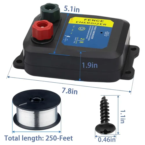 Miniatura 2 de Energizador de Cerca Eléctrica Plus 250, Cargador de Cerca Eléctrica y Alambre de Aluminio de 17 Calibres con Bobina PE2 0.10 Joule, Cargadores