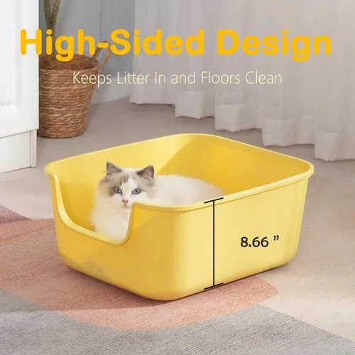 Miniatura 3 de Caja de arena grande para gatos con lados altos, cajas para gatos de interior, bandeja de arena para gatos para gatitos, caja de arena con entrada