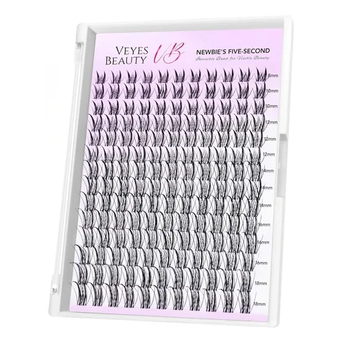 Miniatura 12 de VEYESBEAUTY Extensiones de Pestañas en Racimos Banda Delgada e Invisible DIY Pestañas Postizas Individuales Serie de Cinco Segundos