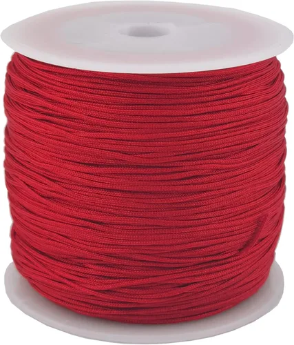 Glory Qin Cuerda decorativa de nailon de 109 yardas con cuentas Kumihimo, cuentas, borla, fabricación de joyas con nudo chino (0.031 in, rojo)