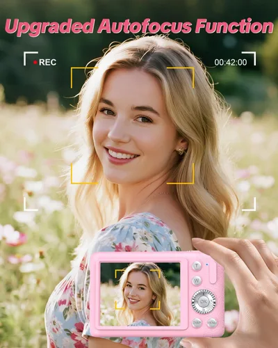 Miniatura 7 de W&O Cámara digital, cámara para niños, cámaras digitales para apuntar y disparar para niños, con pantalla LCD de 2.8 pulgadas, 64 MP, zoom de 16X