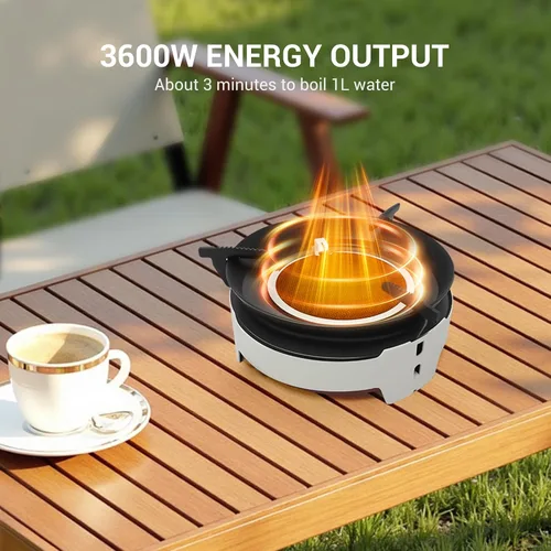Miniatura 4 de Estufa de camping 3600W Estufa portátil para mochileros con encendido piezoeléctrico, adaptador de recipiente de combustible, estufa de gas a prueba