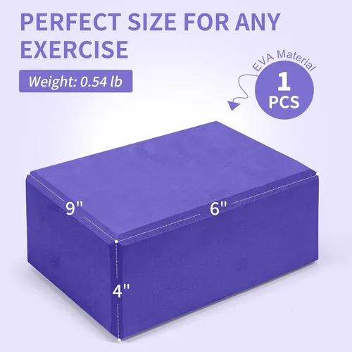 Miniatura 2 de 1 Pack Large Yoga Block 9x6x4 Inches, Sturdy Yoga Foam Blocks, High Density & Non Slip Surface for Yoga, Pilates & Stretching, Fitness Accessories