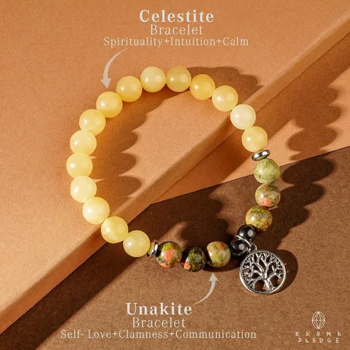 Miniatura 2 de Pulseras de cristal para mujeres y hombres, regalos de cumpleaños, hechas a mano de 0.236 in con cuentas de piedra para equilibrio de chakras