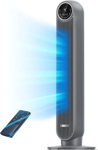 Dreo Ventilador de torre para dormitorio, ventilador de suelo silencioso de velocidad de 25 pies/s, ventiladores oscilantes de 90° para interiores