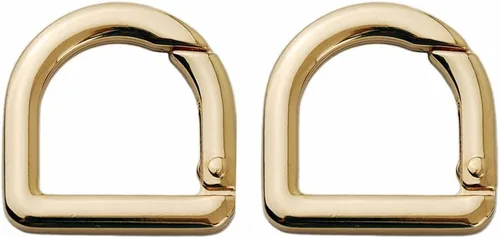 2 llaveros de resorte de metal semicírculo, clip de ganchos de resorte, anillo plano en D para monederos (dorado)