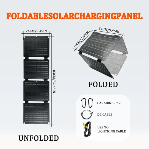 Miniatura 2 de Panel solar plegable portátil de 30 W, cargador solar de 4 pliegues con salidas USB QC3.0 y CC, cargador de panel solar impermeable lPx4