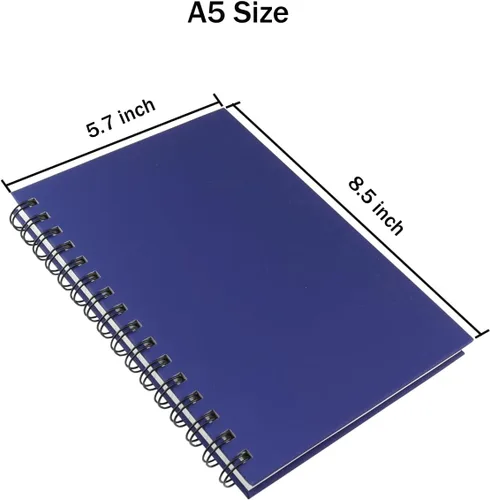 Miniatura 2 de Cuaderno en espiral, paquete de 4 cuadernos en espiral de tapa dura A5, 5.7" x 8.5", 160 páginas, papel de 100gsm, diarios con rayas universitarias