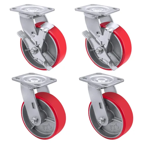 Miniatura 7 de Ruedas resistentes de 6 x 2 pulgadas, ruedas industriales de poliuretano con fuerte capacidad de carga de 1200 libras, ruedas rígidas, ampliamente