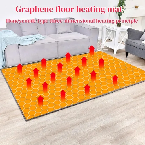 Miniatura 2 de Tapete eléctrico de grafeno, alfombra eléctrica con calefacción, calentador de piso interior con temporizador, calentamiento rápido, para oficina