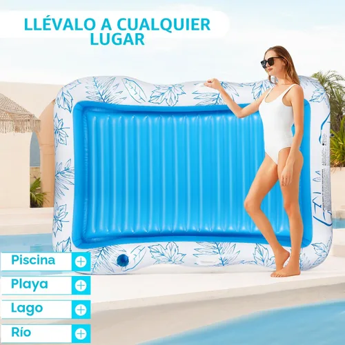 Miniatura 6 de BAIAI - Flotador inflable para piscina para adultos – Flotadores grandes de playa para broncearse, balsa para tomar el sol, para tomar el sol, Azul-L