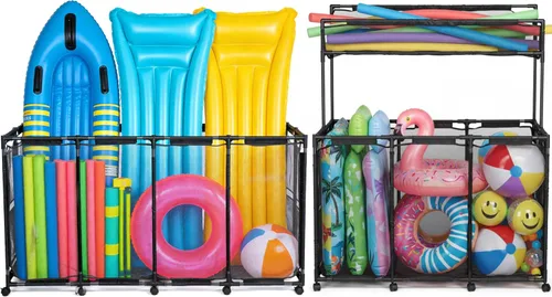 Miniatura 10 de Yescom Cesta de almacenamiento de flotador de piscina de 280 galones, tamaño XXXL para fideos de balsa de juguete, al aire libre, 65 x 30 x 33 Azul