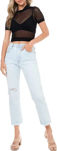 Miniatura 2 de Elodie Top de malla transparente para mujer Camisa de manga corta transparente