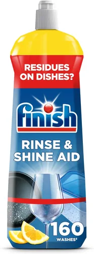 Finish Rinse Aid - Lavavajillas de secado 100% mejor, brillo de limón, 27.1 fl oz