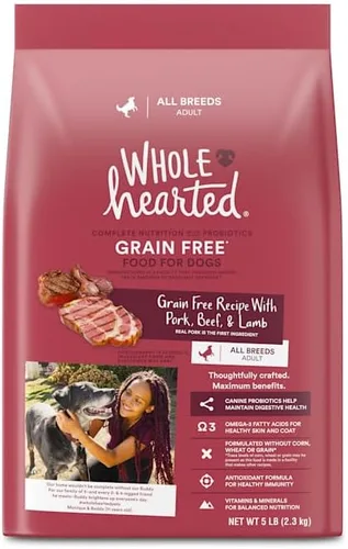 Miniatura 8 de WholeHearted by Petco - Receta de carne de cerdo y cordero sin granos, comida seca para perros, 40 libras.