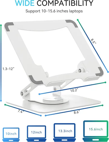 Miniatura 3 de SOUNDANCE - Soporte para laptop con base giratoria de 360°, elevador ergonómico para computadora para escritorio, altura ajustable multi-ángulo