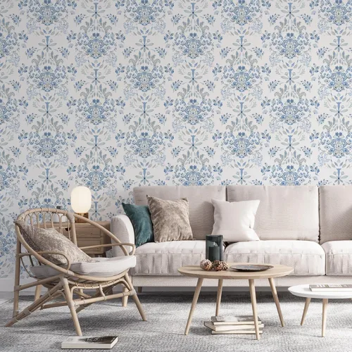 Miniatura 7 de Papel tapiz para despegar y pegar para decoración del hogar, cocina, flores silvestres azules, vinilo extraíble, autoadhesivo, para estantes