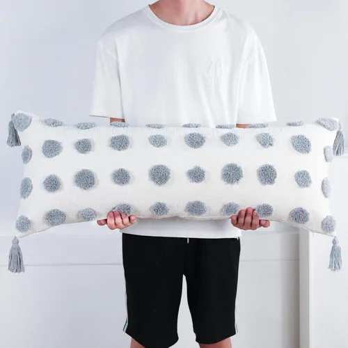 Miniatura 3 de PANOD Funda Decorativa para Almohada Lumbar Extra Larga 14x36 Boho, Funda Extra Suave de Chenilla para Almohada Lumbar con Borla para Cama, Sofá