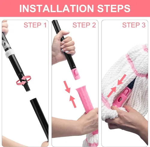 Miniatura 5 de KeFanta Trapeadores Giratorios Autoestrujables para Limpieza de Pisos, Trapeador de Microfibra para Pisos con Escurridor, Mango Largo de 57