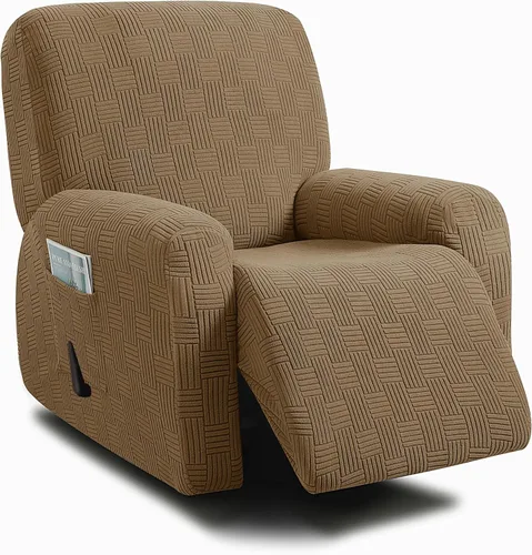 Miniatura 7 de ULTICOR - Juego de 8 fundas para sofá reclinable de jacquard, fundas para sofá reclinable elásticas para 3 cojines, gruesas, suaves, lavables Gris