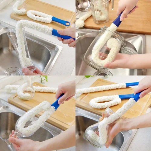 Miniatura 4 de LJDJ Cepillo de limpieza de botellas, juego de 2 estropajos flexibles para botellas, herramientas de limpieza multifunción para el hogar para 2-PCS