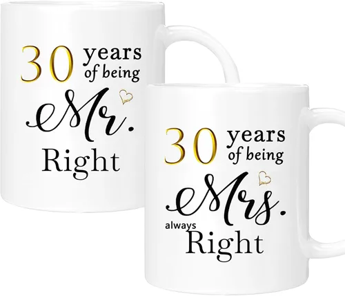 Miniatura 8 de Juego de 2 tazas de café para el 37 aniversario, regalos de boda para parejas, padres, abuelos, hombres, mujeres, marido, esposa, él, ella, caja