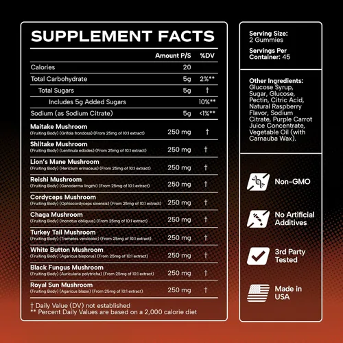 Miniatura 7 de Effective Nutra Gomitas de hongos de 2500 mg – Melena de León 10 en 1, Reishi, Chaga, Cordyceps y más – Enfoque, claridad, memoria, inmunidad