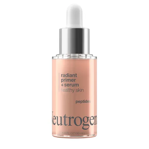 Neutrogena Healthy Skin Radiant Booster Primer & Serum, Suero para unificar el tono de la piel y prebase con péptidos y pigmentos de perla, unifica