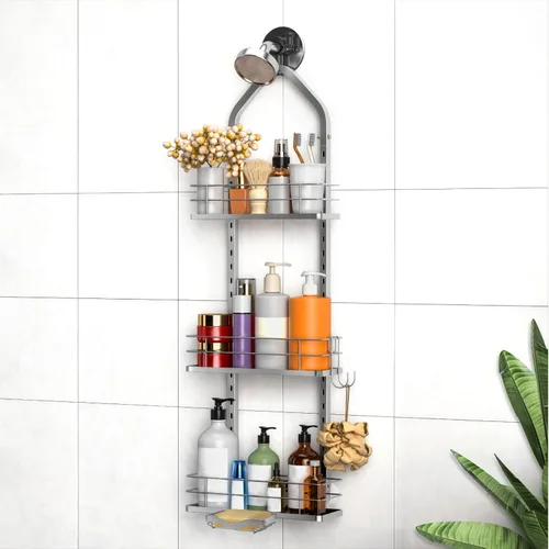 Miniatura 10 de Organizador de ducha colgante para cabezales de ducha de mano, ajustable, organizador de ducha colgante de manguera de acero inoxidable, organizador