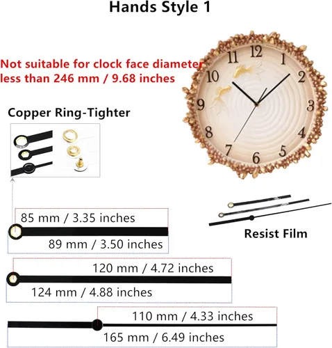 Miniatura 4 de Original Youngtown #12888D2C, kits de accesorios de movimiento para reloj tipo péndulo, de cuarzo, ancho de dial máximo: 1/2 pulgada, largo total