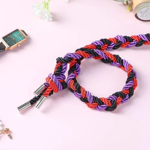Miniatura 4 de Cuerda suave de seda, cuerda suave de nailon suave y sedosa, color negro y rojo, duradera, multiusos, trenzado de satén, 32 pies, 0.315 in