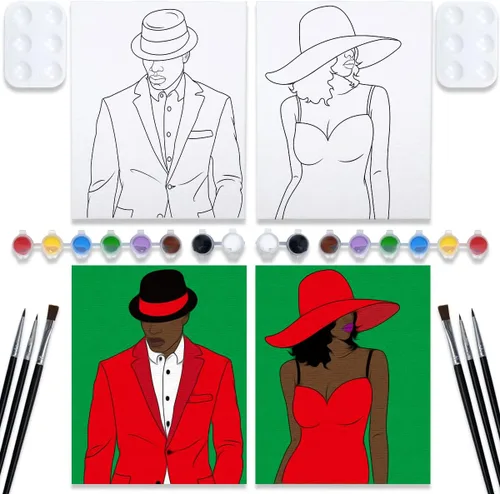 Miniatura 8 de VOCHIC Kits de Fiesta de Pintura para Parejas Lienzo Predibujado para Adultos Pintura y Bebida Juegos de Noche de Cita para Parejas Conjunto