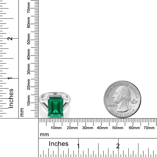 Miniatura 40 de Gem Stone King Anillo de compromiso solitario con piedra preciosa de corte esmeralda de 0.551 x 0.394 in para mujer, plata de ley 925, anillo