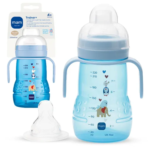 MAM Vaso Entrenador con Boquilla para Niños Pequeños de 1-3, 8 oz. Taza de Transición para Beber con Boquilla Extrasuave, Pezón sin Derrames y Asas