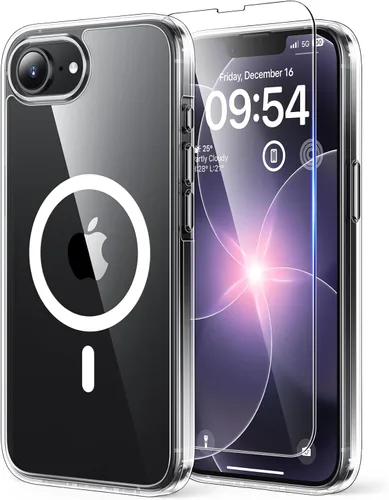 Miniatura 27 de TAURI Funda magnética 2 en 1 transparente para iPhone 14 Pro, compatible con Magsafe [no amarillenta] con protector de pantalla, protección de grado