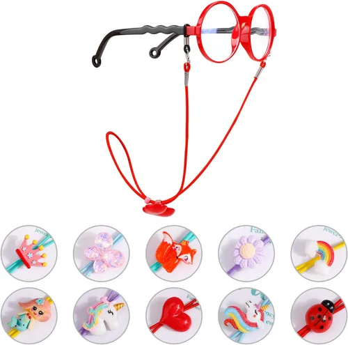 Miniatura 3 de Hifot Paquete de 10 correas para lentes para niñas, ajustador elástico para gafas, cordón de cadena para máscara