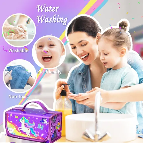 Miniatura 5 de 56 PIEZAS Juego de Marcadores Lavables con Aroma y Purpurina Estuche de Lápices, Artes y Manualidades de Sirenas y Unicornios para niños de 4-6-8