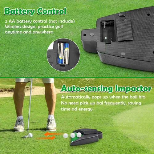Miniatura 5 de Máquina de poner automática - Ayuda de entrenamiento con taza de golf de retorno automático para práctica en interiores/exteriores