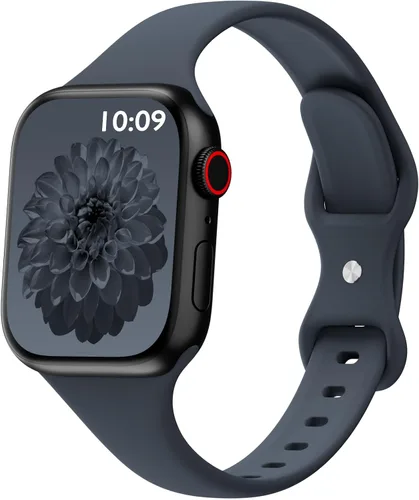 Miniatura 38 de Bandas delgadas de silicona deportivas compatibles con Apple Watch de 38mm 42mm 40mm 44mm 41mm 45mm 46mm 49mm, correa de repuesto delgada y estrecha