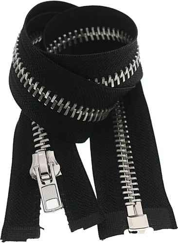 Leekayer #8 Cremalleras de 20 pulgadas para chaquetas, abrigos de costura, manualidades, chaqueta separadora plateada, cremallera de metal